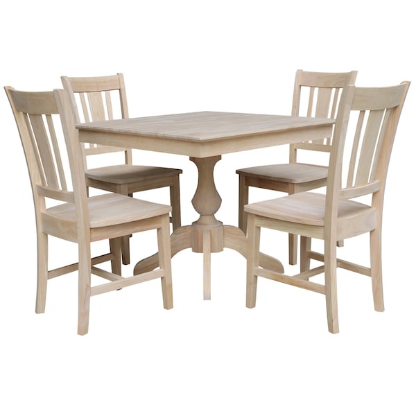 International Concepts 36 in. x 36 in. Square Top Pedestal Table With 4 Dining Chairs Set of 5 K-3636TP-11B-C10-4 - main